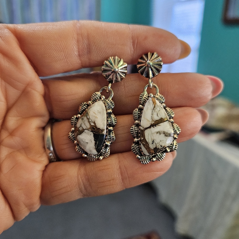 White buffalo earrings